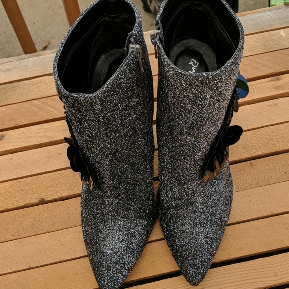 Silver glimmer ankle boots